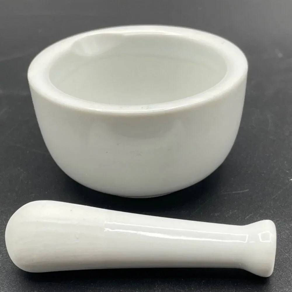 Set of 4 HIC Kitchen Small Mortar and Pestle Set Fine White Porcelain 2.75